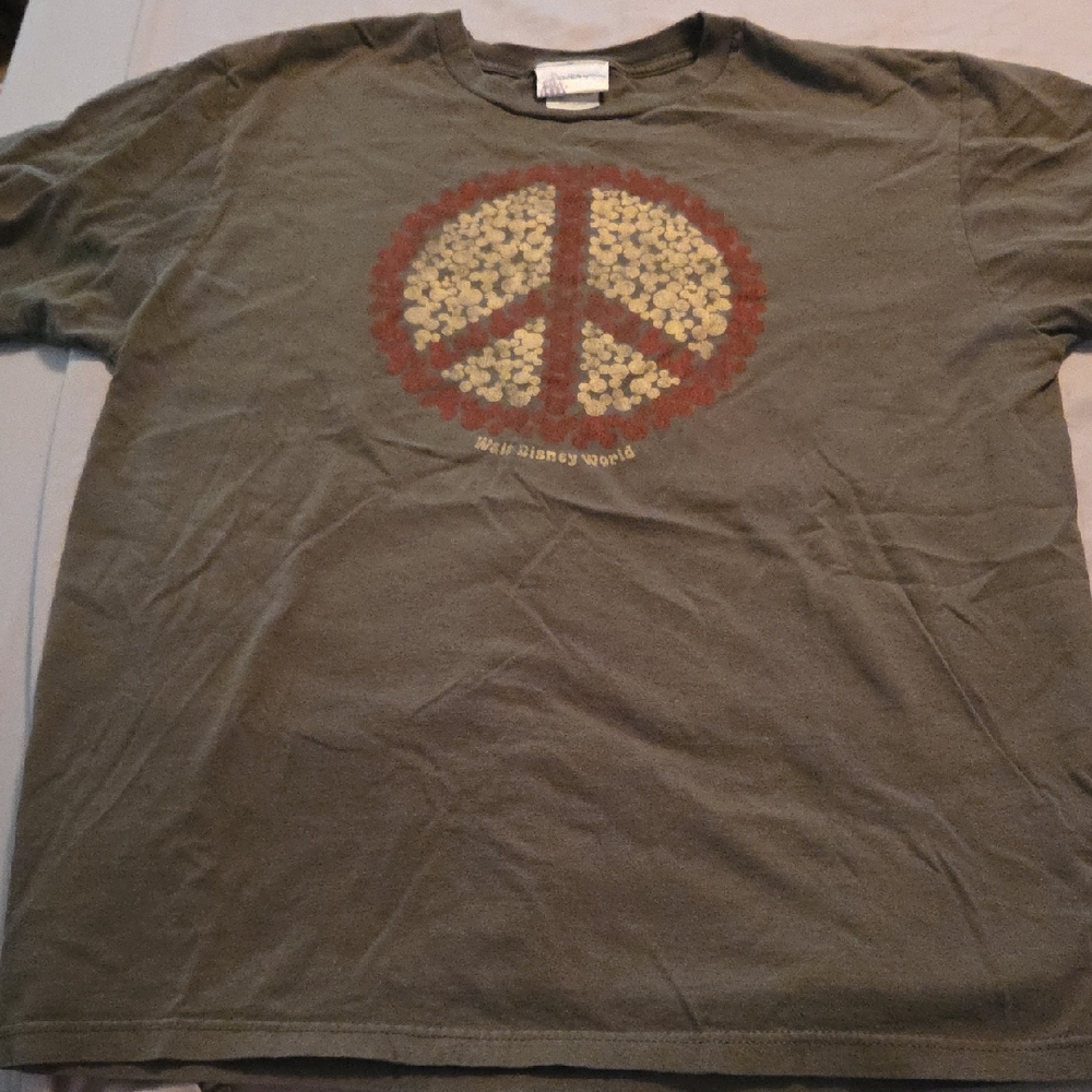 Disney Olive Green Peace Sign Men's Shirt